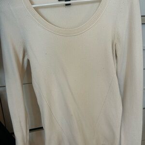 Ann Taylor Ivory Ribbed Knit Top